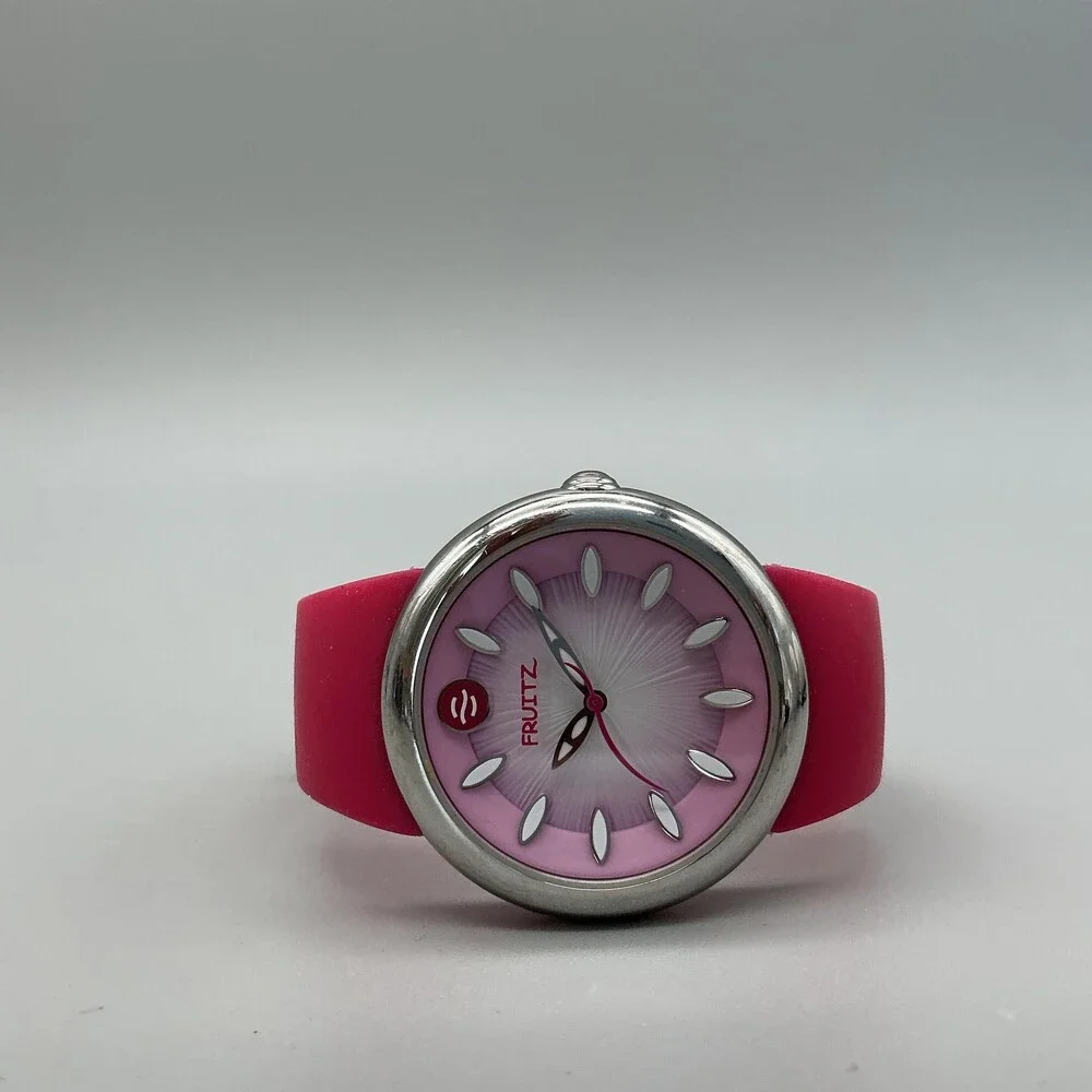 Fruitz by Philip Stein Womens Watch 38mm Pink Dial Silicone Band New Battery